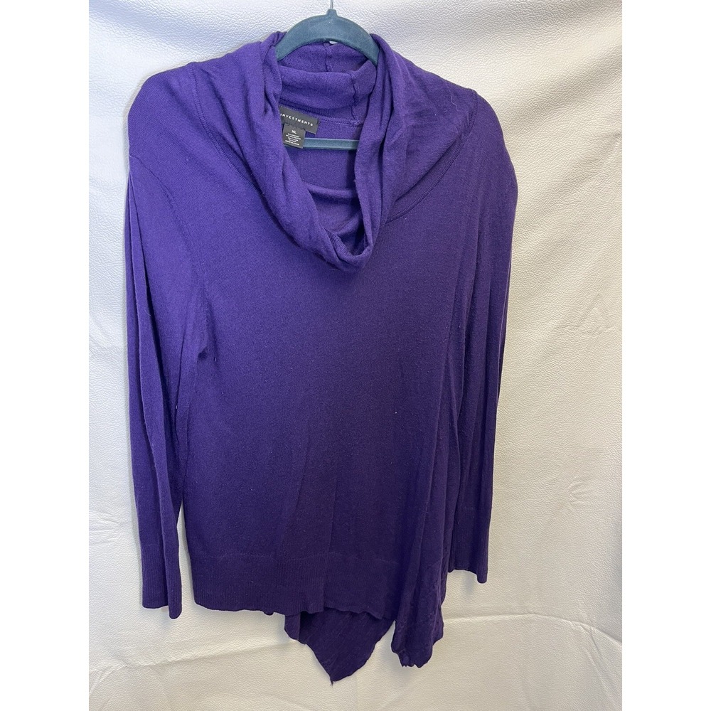Investments Women's Purple Vicrose Blend LS Pullover Cowl Neck Sweater Sz Xl